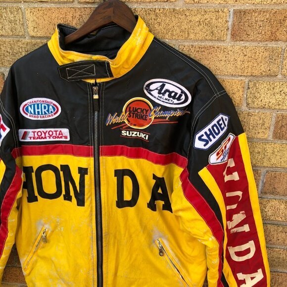 Vintage 1974 Honda Racing Jacket LEATHER RACING JACKET - Picture 6 of 16